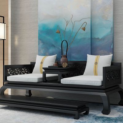 中式古典红木罗床沙发落地灯