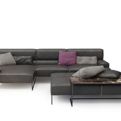 现代布艺转角多人沙发皮墩