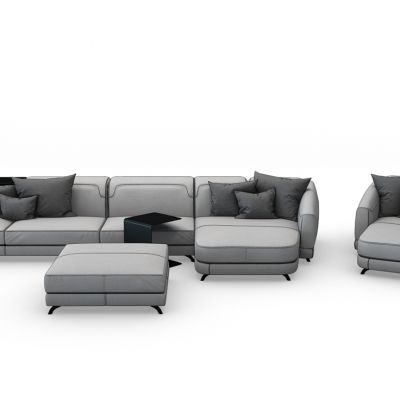 现代布艺多人沙发组合