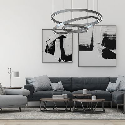 现代沙发茶几吊灯组合