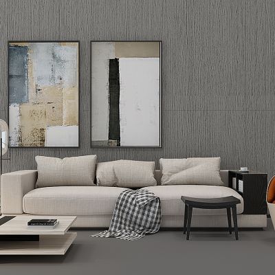 现代布艺沙发休闲椅茶几落地灯组合