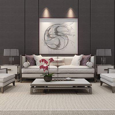 新中式沙发茶几组合