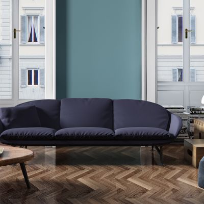 现代蓝色多人沙发茶几组合