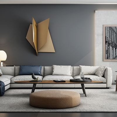 现代转角沙发茶几单椅边几组合