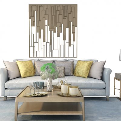 简欧沙发茶几吊灯组合