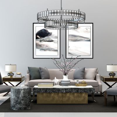 现代新中式沙发茶几组合