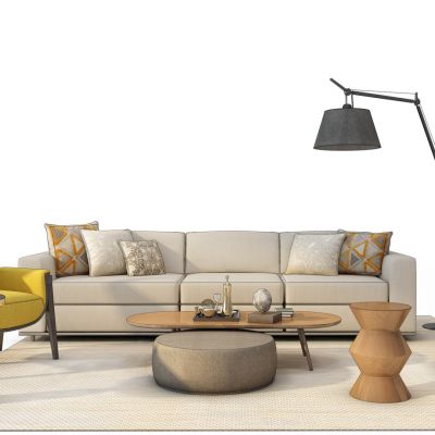 现代沙发茶几圆几