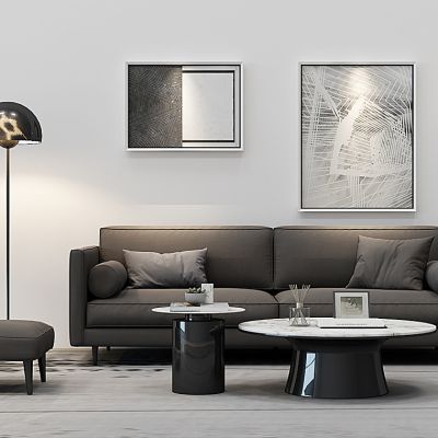 现代沙发茶几边几组合