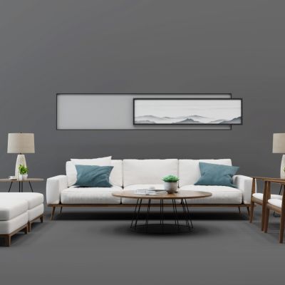 新中式沙发茶几组合