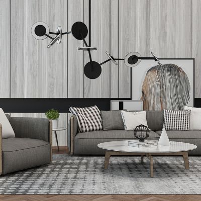 现代客厅沙发茶几组合