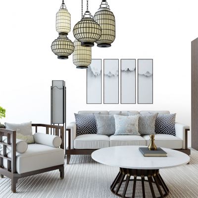 中式沙发组合吊灯