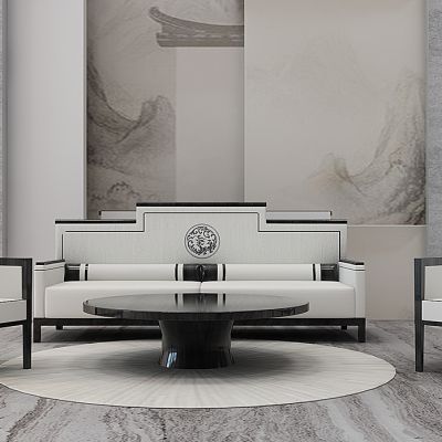 新中式沙发茶几组合