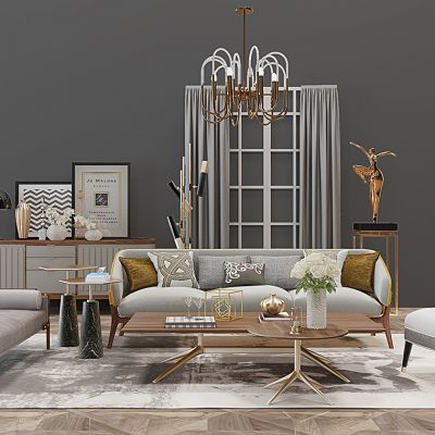 现代轻奢沙发茶几组合