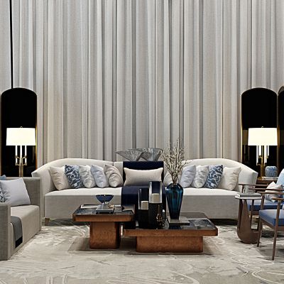 新中式现代简欧沙发茶几