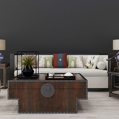 新中式沙发茶几组合