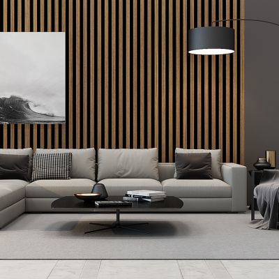 现代转角沙发茶几落地灯摆件组合