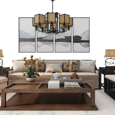 中式沙发茶几组合