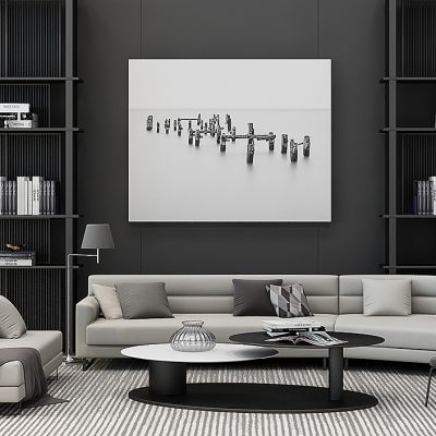 现代沙发茶几书柜书架组合