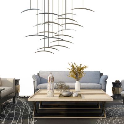 现代沙发茶几吊灯组合