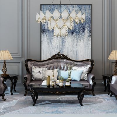 欧式古典法式雕花沙发茶几台灯