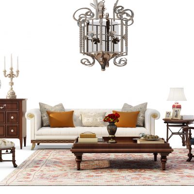 欧式美式沙发椅子茶几组合