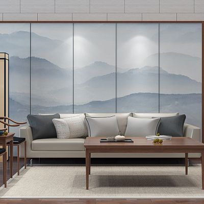 新中式沙发茶几组合