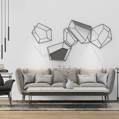 北欧现代沙发茶几铁艺挂饰