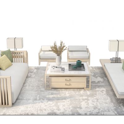 新中式沙发茶几组合