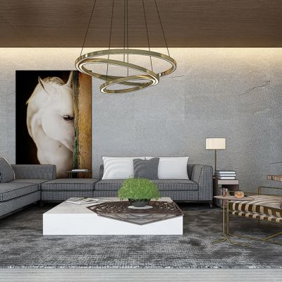 现代客厅沙发茶几组合吊灯