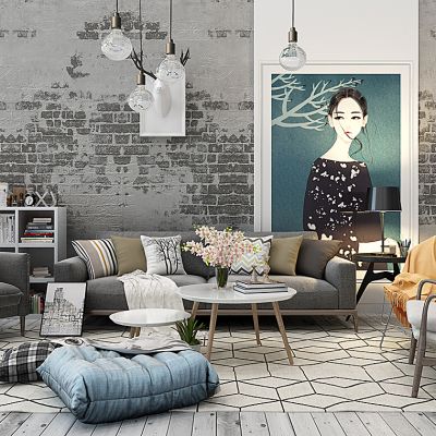 北欧沙发茶几懒人沙发组合