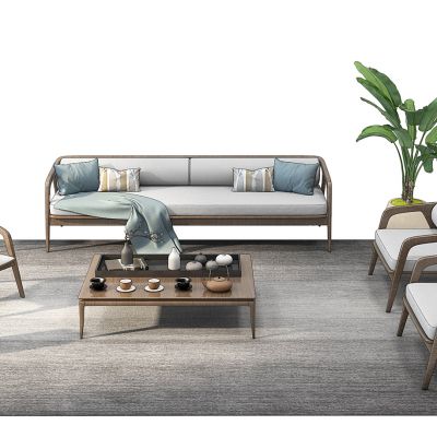 新中式沙发茶几组合