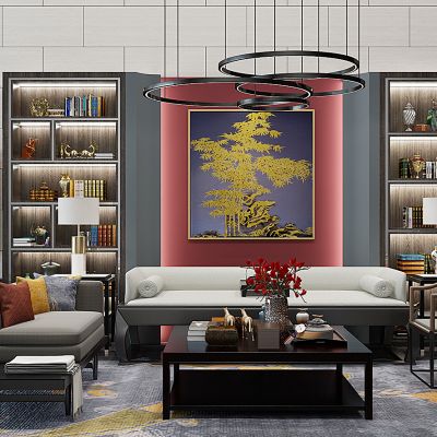 新中式沙发茶几组合