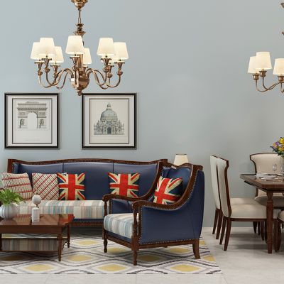 美式沙发茶几餐桌椅铁艺吊灯