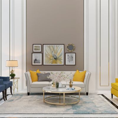 美式沙发茶几挂画边几