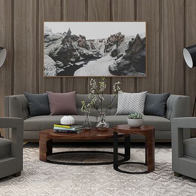 现代沙发茶几组合落地灯