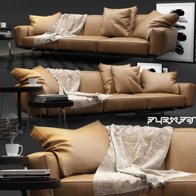 现代皮革沙发茶几