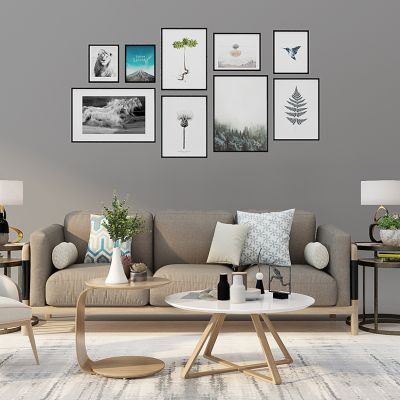 现代沙发茶几吊灯组合