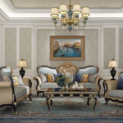 欧式古典法式雕花沙发茶几台灯