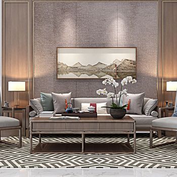 新中式沙发茶几蝴蝶兰花