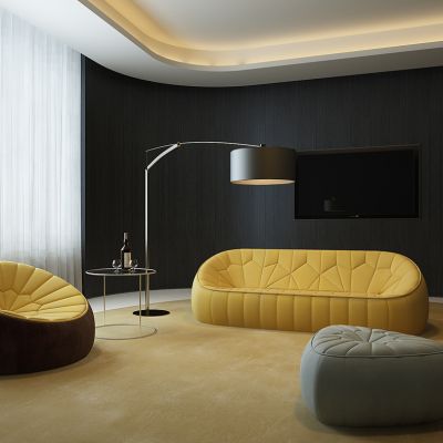 现代沙发落地灯茶几组合