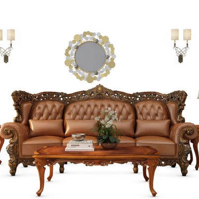 欧式古典多人沙发茶几组合