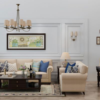 美式沙发茶几餐桌椅铁艺吊灯