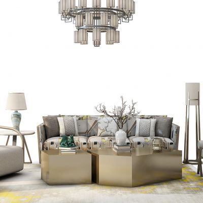 新中式沙发茶几组合