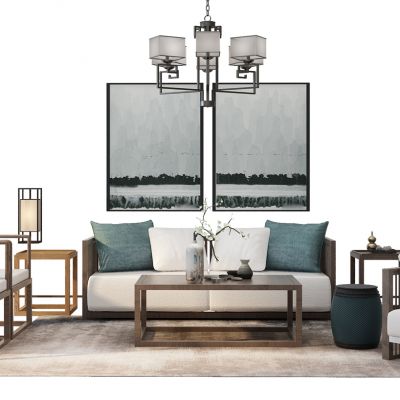 中式沙发茶几组合