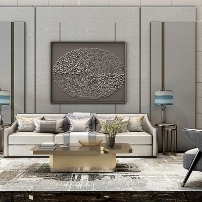 新中式沙发茶几组合