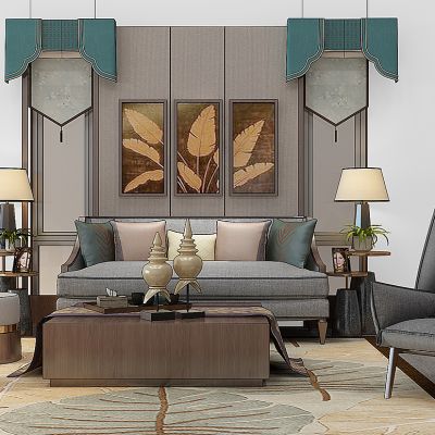 东南亚泰式沙发茶几台灯装饰画