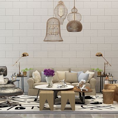 美式沙发茶几组合