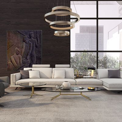 现代沙发茶几组合吊灯