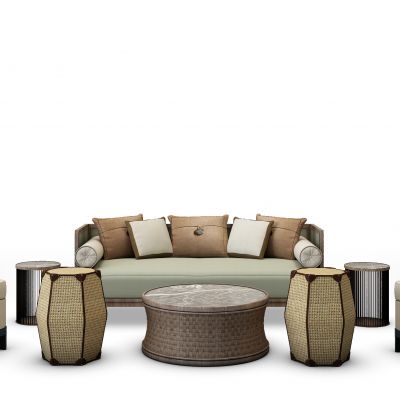 现代中式沙发组合墩子