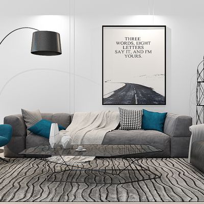 现代沙发茶几边几落地灯金属摆件